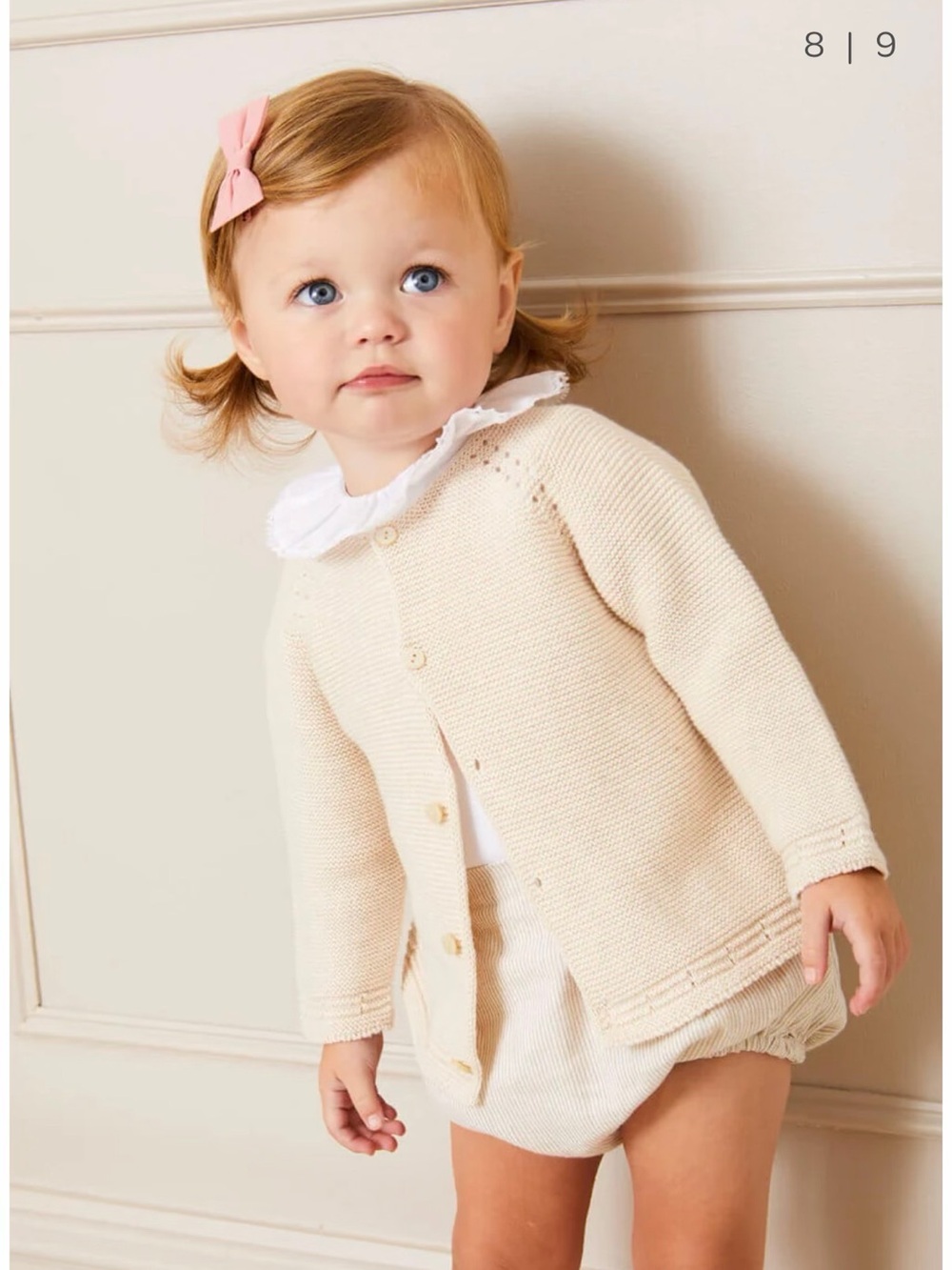 Pepa London Openwork Knitted Bonnet in Cream (12 months)